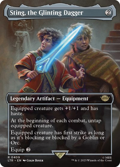 Sting, the Glinting Dagger (Borderless) (Universes Beyond: The Lord of the Rings: Tales of Middle-earth) Near Mint Foil