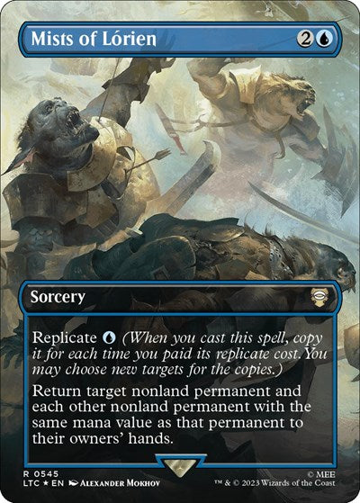 Mists of Lorien (Borderless) (Surge Foil) (Commander: The Lord of the Rings: Tales of Middle-earth) Light Play Foil
