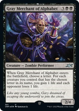 Gray Merchant of Alphabet (Galaxy Foil) (Unfinity) Near Mint Foil