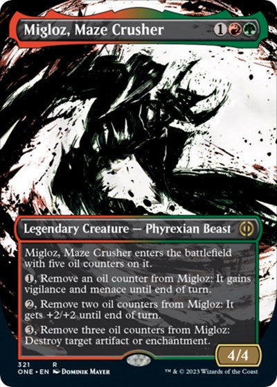 Migloz, Maze Crusher (Borderless) (Phyrexia: All Will Be One) Near Mint
