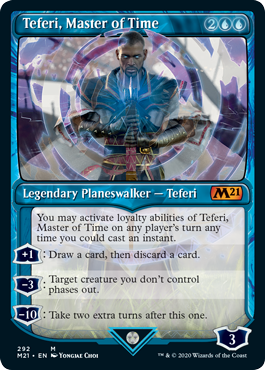 Teferi, Master of Time (292) (Showcase) (Magic 2021 Core Set) Medium Play Foil