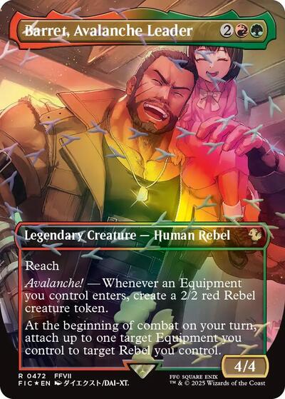 Barret, Avalanche Leader (Borderless) (Chocobo Track Foil) (Commander: FINAL FANTASY) Near Mint Foil