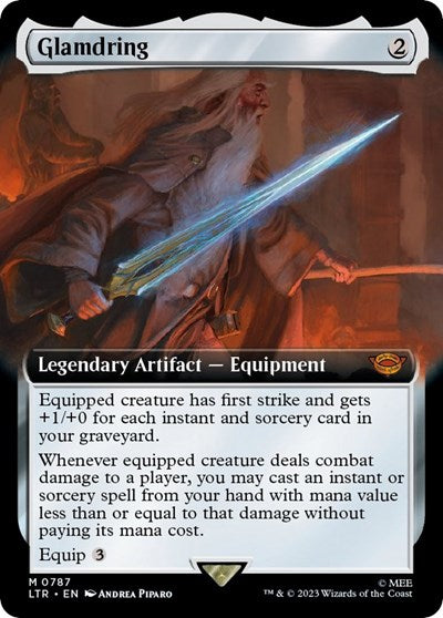 Glamdring (Extended Art) (Surge Foil) (Universes Beyond: The Lord of the Rings: Tales of Middle-earth) Light Play Foil