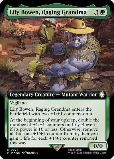 Lily Bowen, Raging Grandma (Extended Art) (Surge Foil) (Universes Beyond: Fallout) Light Play Foil