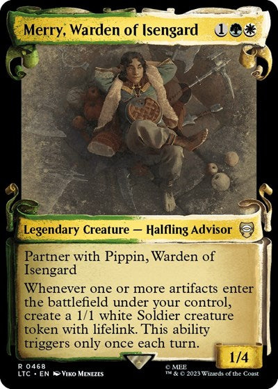 Merry, Warden of Isengard (Showcase Scrolls) (Commander: The Lord of the Rings: Tales of Middle-earth) Light Play Foil