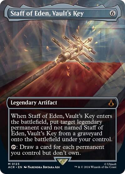 Staff of Eden, Vault's Key (Borderless) (Universes Beyond: Assassin's Creed) Light Play Foil