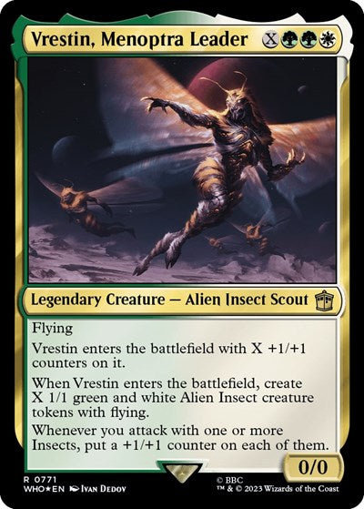 Vrestin, Menoptra Leader (Surge Foil) (Universes Beyond: Doctor Who) Light Play Foil