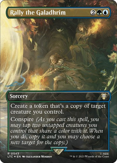Rally the Galadhrim (Borderless) (Surge Foil) (Commander: The Lord of the Rings: Tales of Middle-earth) Near Mint Foil