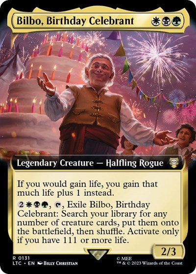 Bilbo, Birthday Celebrant (Extended Art) (Commander: The Lord of the Rings: Tales of Middle-earth) Light Play