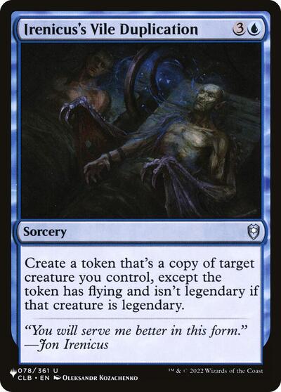 Irenicus's Vile Duplication (The List) Near Mint
