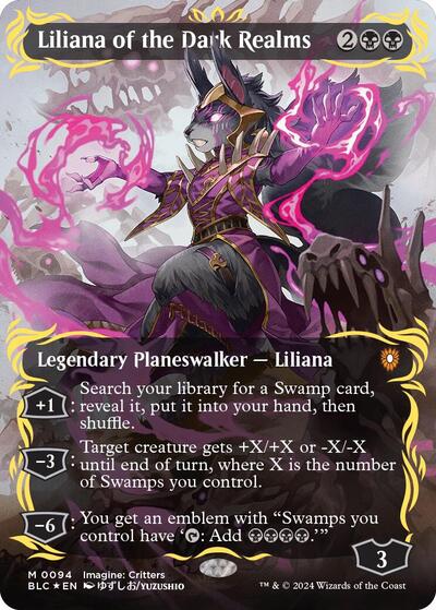 Liliana of the Dark Realms (Borderless) (Raised Foil) (Commander: Bloomburrow) Near Mint Foil