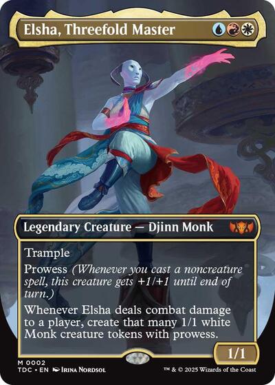 Elsha, Threefold Master (Borderless) (Commander: Tarkir: Dragonstorm) Light Play Foil