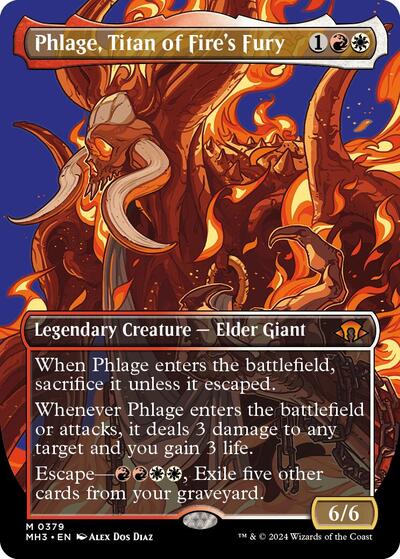 Phlage, Titan of Fire's Fury (Borderless) (Modern Horizons 3) Light Play Foil