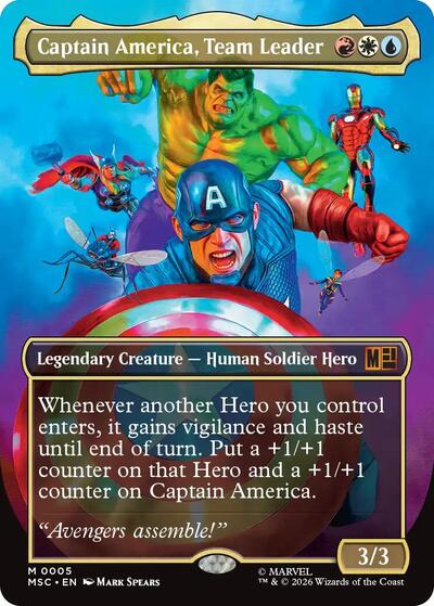 Captain America, Team Leader (Borderless) (Commander: Marvel Super Heroes) Near Mint Foil