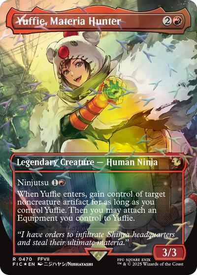Yuffie, Materia Hunter (Borderless) (Chocobo Track Foil) (Commander: FINAL FANTASY) Near Mint Foil