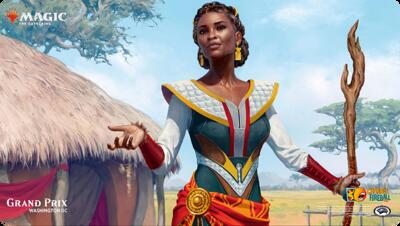 Magic Grand Prix 2018 Playmat: Washington (Version 2) Niambi, Faithful Healer (Magic Promotional Playmats) New