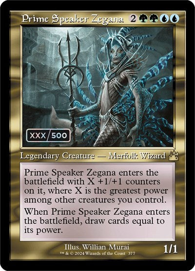Prime Speaker Zegana (Retro Frame) (Serial Numbered) (Ravnica Remastered) Near Mint Foil