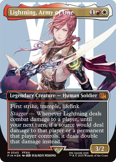 Lightning, Army of One (Borderless) (Surge Foil) (0545) (Universes Beyond: FINAL FANTASY) Near Mint Foil