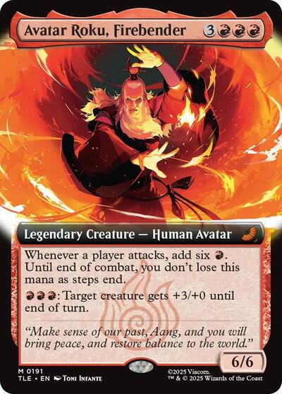 Avatar Roku, Firebender (Extended Art) (Avatar: The Last Airbender: Eternal-Legal) Light Play Foil