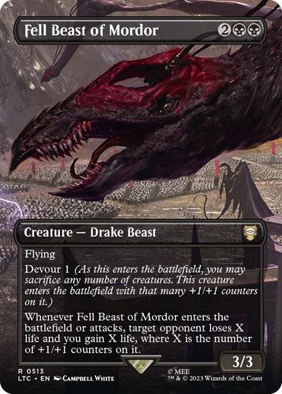 Fell Beast of Mordor (Borderless) (Commander: The Lord of the Rings: Tales of Middle-earth) Light Play Foil