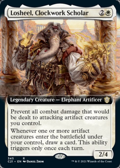 Losheel, Clockwork Scholar (Extended Art) (Commander 2021 Strixhaven) Light Play