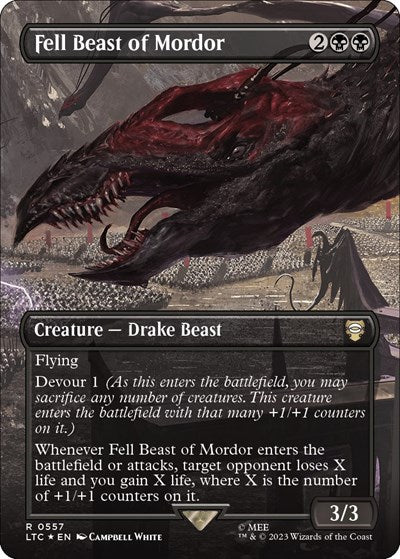 Fell Beast of Mordor (Borderless) (Surge Foil) (Commander: The Lord of the Rings: Tales of Middle-earth) Light Play Foil