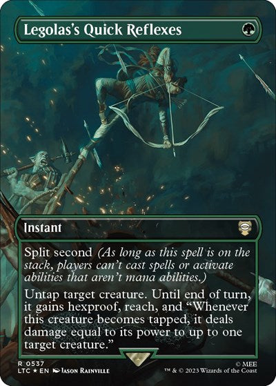 Legolas's Quick Reflexes (Borderless) (Surge Foil) (Commander: The Lord of the Rings: Tales of Middle-earth) Light Play Foil