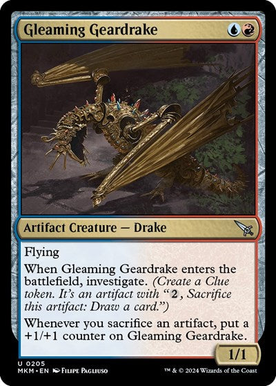Gleaming Geardrake (Murders at Karlov Manor) Light Play Foil