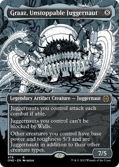 Graaz, Unstoppable Juggernaut (Showcase)(Showcase) (Step-and-Compleat Foil) (Phyrexia: All Will Be One) Near Mint Foil