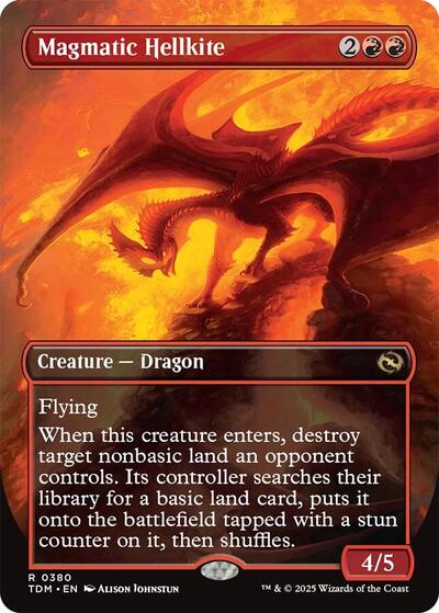 Magmatic Hellkite (Borderless) (Tarkir: Dragonstorm) Light Play