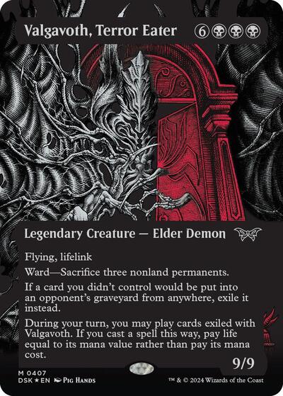 Valgavoth, Terror Eater (Showcase) (Textured) (Duskmourn: House of Horror) Light Play Foil