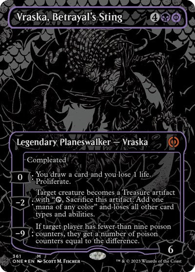 Vraska, Betrayal's Sting (Oil Slick Raised Foil) (Phyrexia: All Will Be One) Light Play Foil