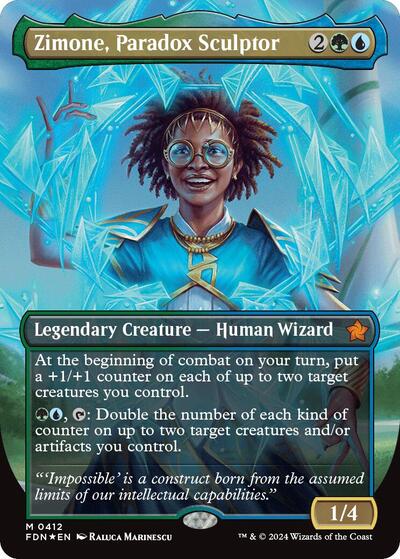 Zimone, Paradox Sculptor (Borderless) (Mana Foil) (Foundations) Near Mint Foil