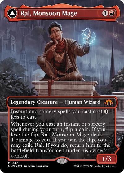 Ral, Monsoon Mage (Borderless) (Textured Foil) (Modern Horizons 3) Near Mint Foil