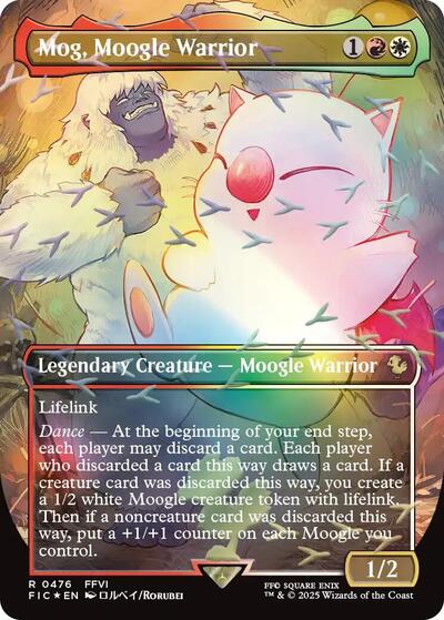 Mog, Moogle Warrior (Borderless) (Chocobo Track Foil) (Commander: FINAL FANTASY) Medium Play Foil