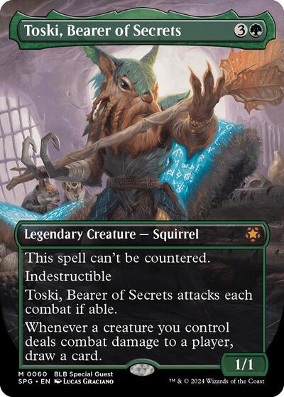 Toski, Bearer of Secrets (Borderless) (Special Guests) Light Play Foil