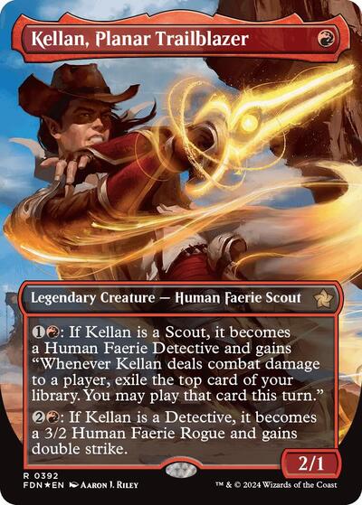 Kellan, Planar Trailblazer (Borderless) (Mana Foil) (Foundations) Near Mint Foil