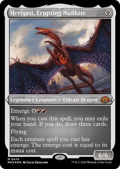 Herigast, Erupting Nullkite (Foil Etched) (Modern Horizons 3) Medium Play Foil