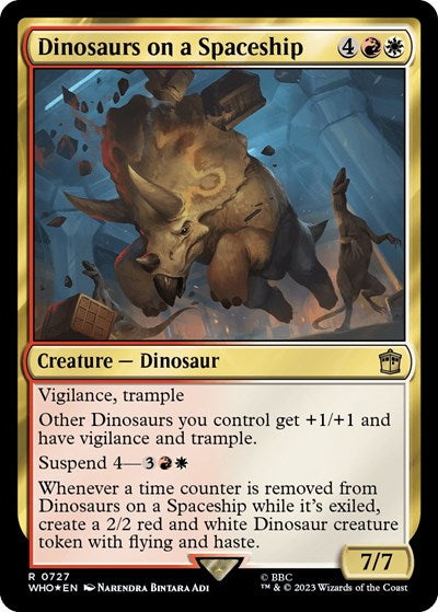 Dinosaurs on a Spaceship (Surge Foil) (Universes Beyond: Doctor Who) Near Mint Foil