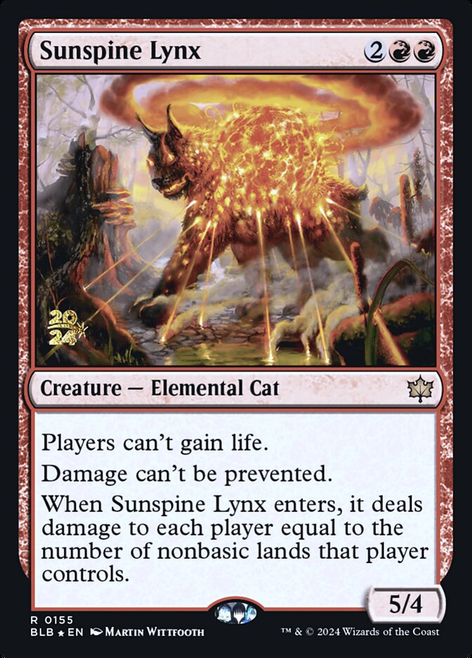 Sunspine Lynx — Bloomburrow prerelease (PBLB 155s), English