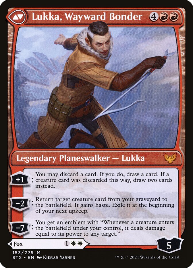 Back face of Lukka, Wayward Bonder