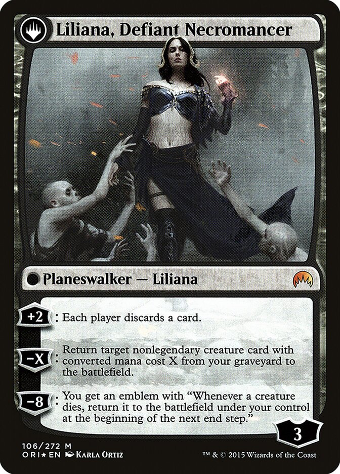 Back face of Liliana, Defiant Necromancer