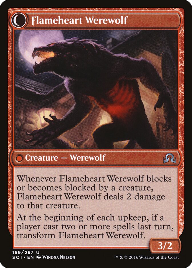 Back face of Flameheart Werewolf