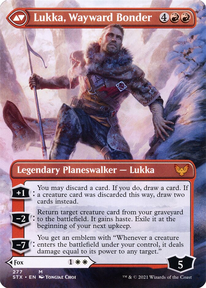Back face of Lukka, Wayward Bonder