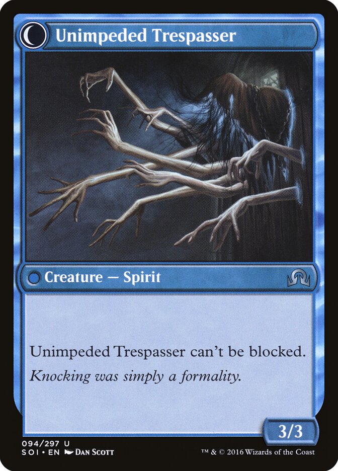 Back face of Unimpeded Trespasser