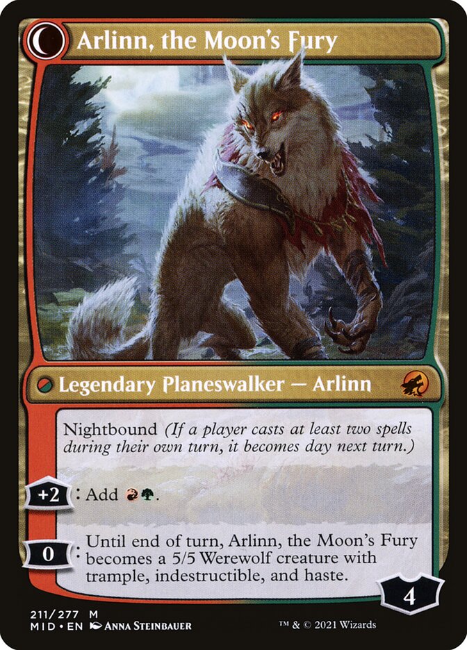 Back face of Arlinn, the Moon's Fury