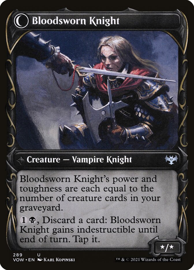 Back face of Bloodsworn Knight