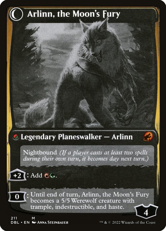 Back face of Arlinn, the Moon's Fury
