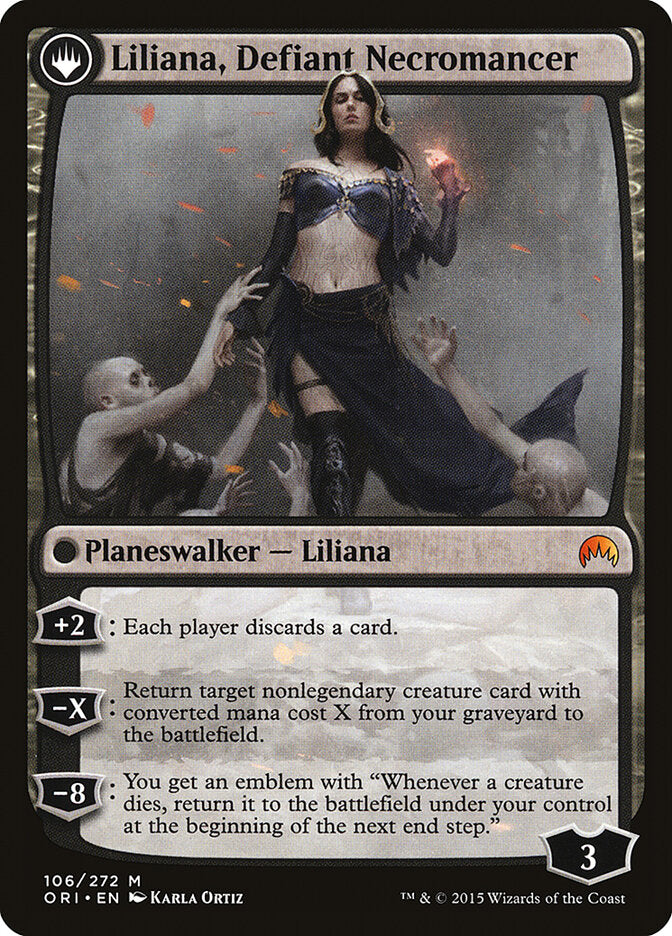 Back face of Liliana, Defiant Necromancer