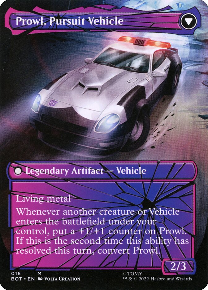 Back face of Prowl, Pursuit Vehicle